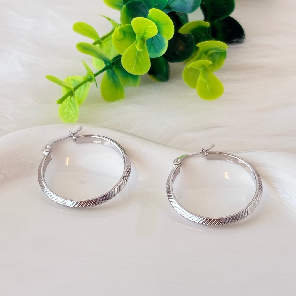 Stainless Steel Silver Hoop Earrings